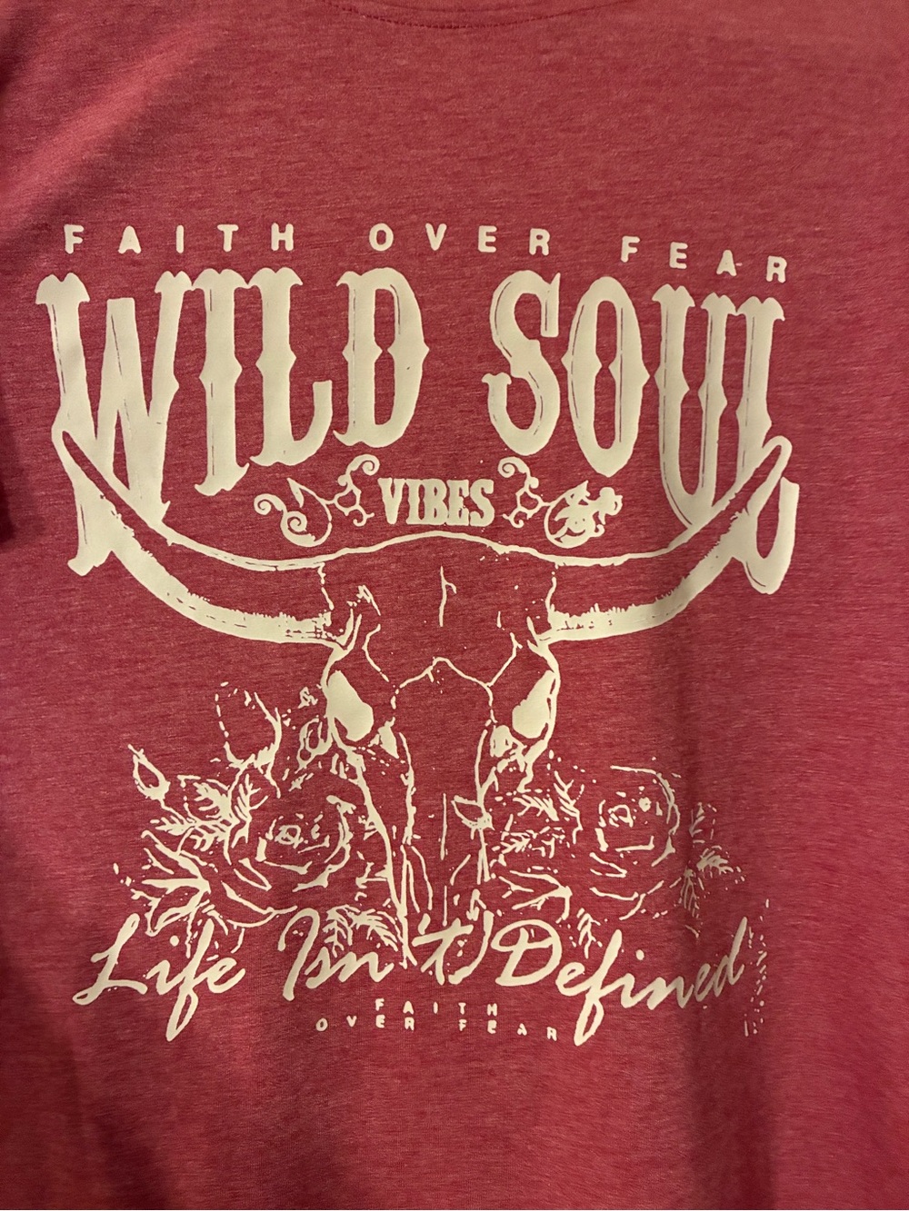 Faith Over Fear Wild Soul Vibes Graphic Tee - Maroon Women’s 2XL
